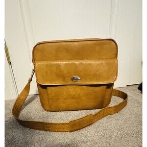 Vintage Samsonite Profile Saddle Tan Bag Crossbody Travel Bag Brief Case No Key